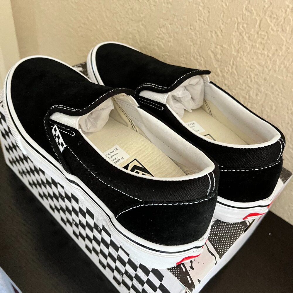 Vans Skate Slip-On Shoes Black Suede (Men's Size 8.5)